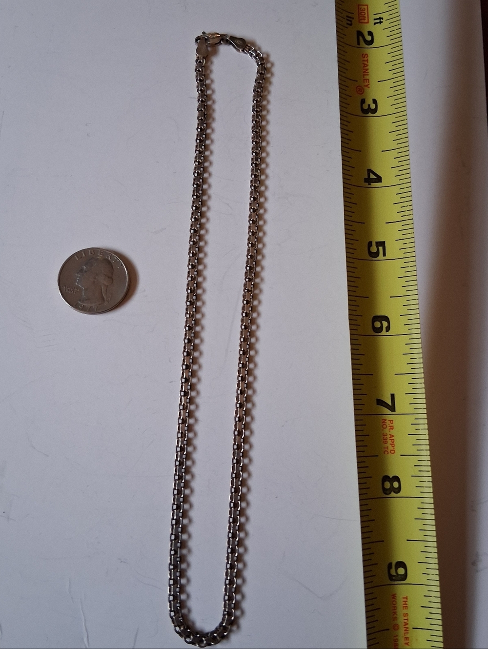 Vintage 18" 925 Sterling Silver Necklace Chain. Belcher Link